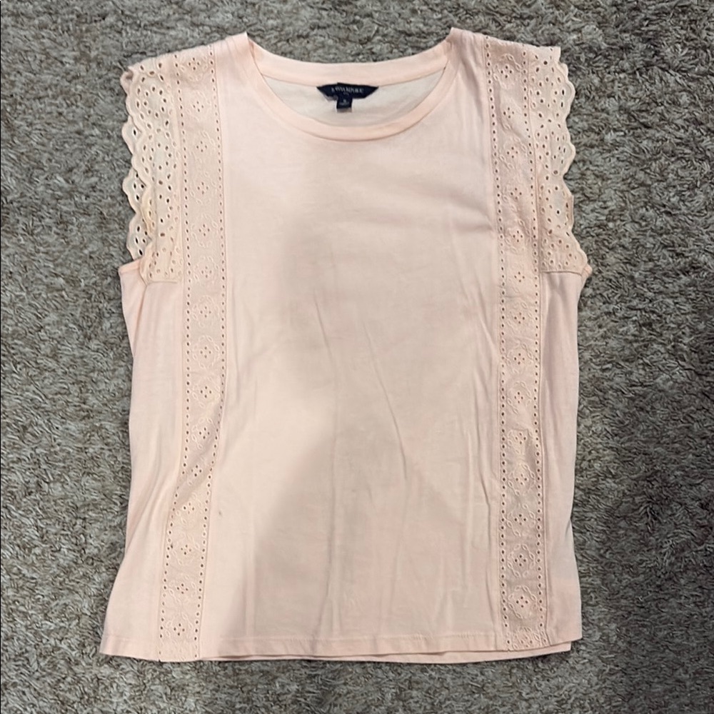 Banana Republic Pink Sleeveless Ruffled Blouse
